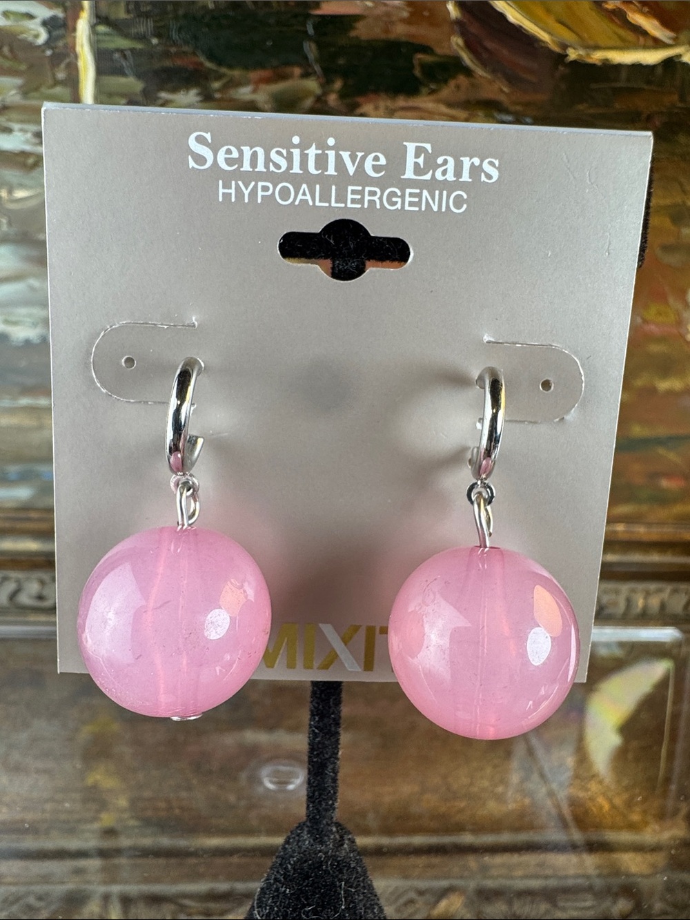 0486- mixit Hypoallergenic‎ Pink Drop Earrings for Sensitive Ears